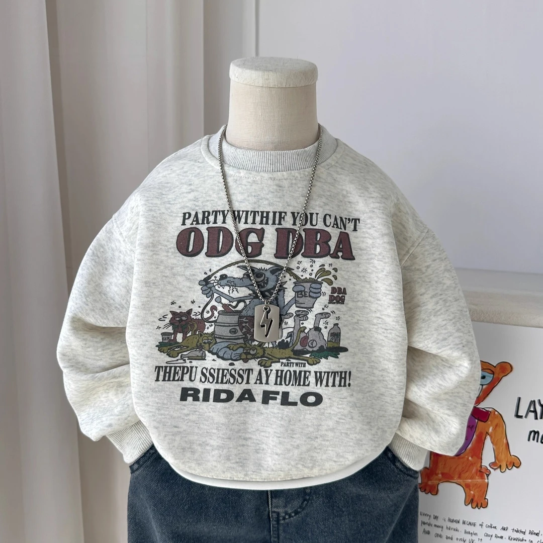 男童卫衣春秋款2025新款儿童圆领长袖上衣秋季韩版中小童男孩秋装