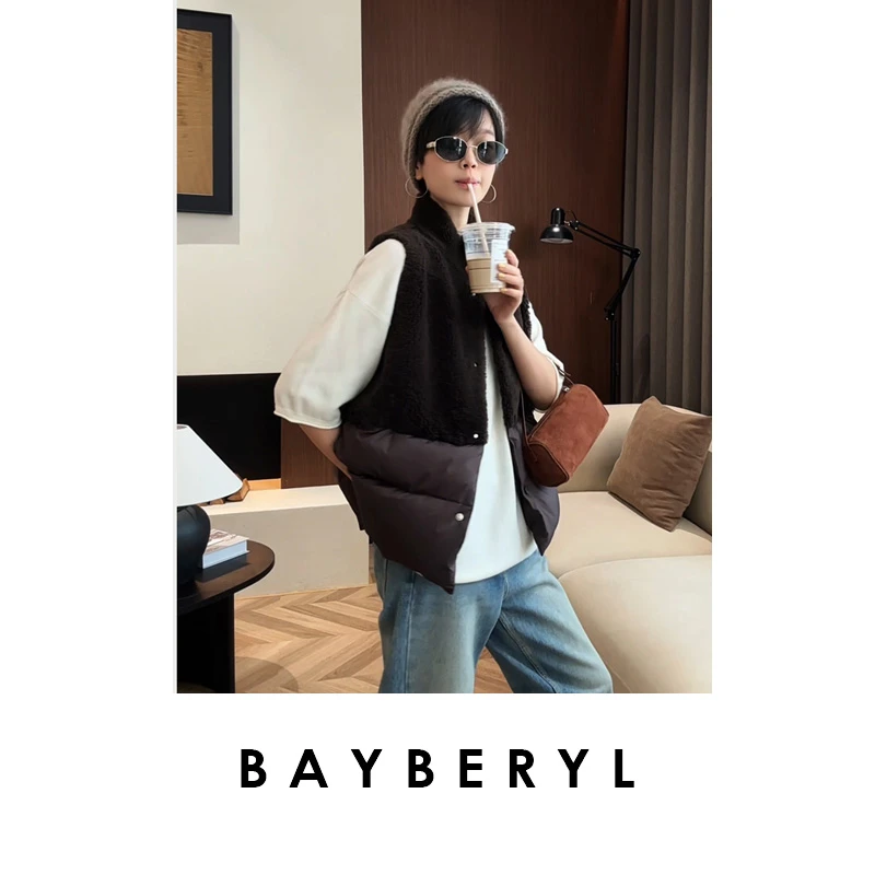 BAYBERYL老贝拼接立领毛毛休闲秋冬百搭秋羽戎马甲YRF3G0805-9/4
