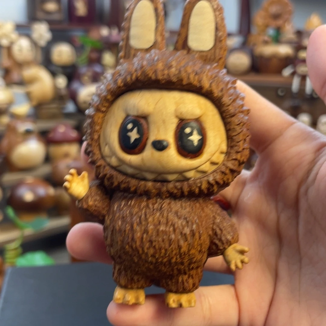 木恶魔布布实木雕刻摆件