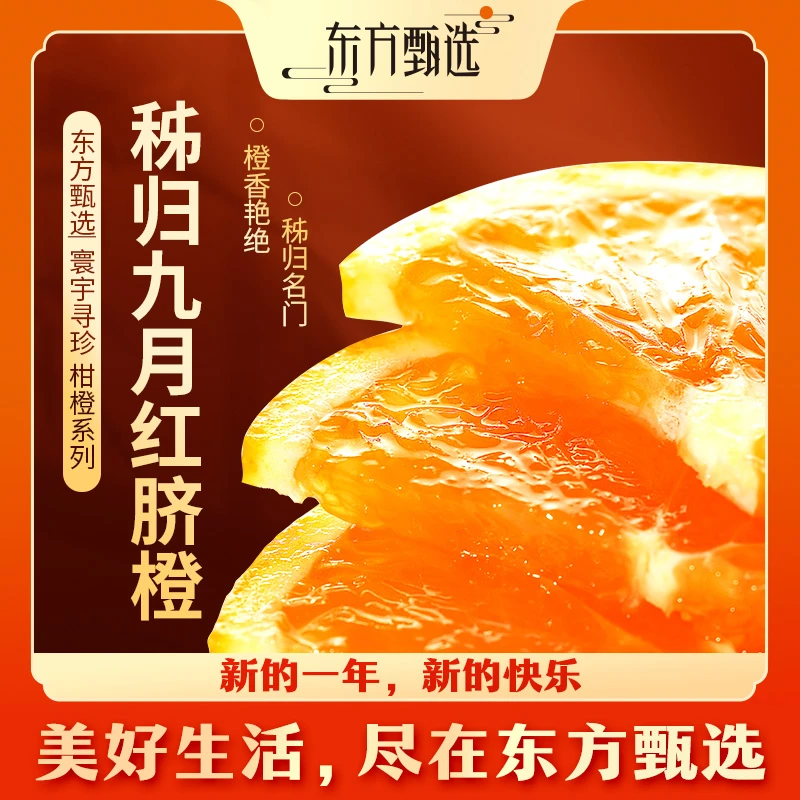 东方甄选自营九月红脐橙酸甜爆汁新鲜水果整箱装坏果包赔