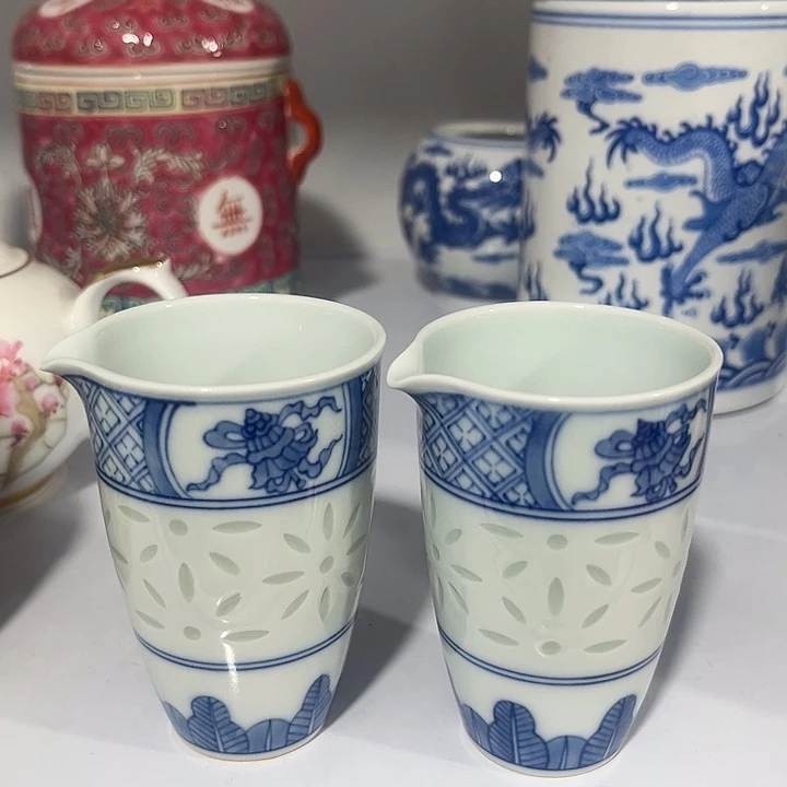 河****队景德镇手工手绘玲珑2个