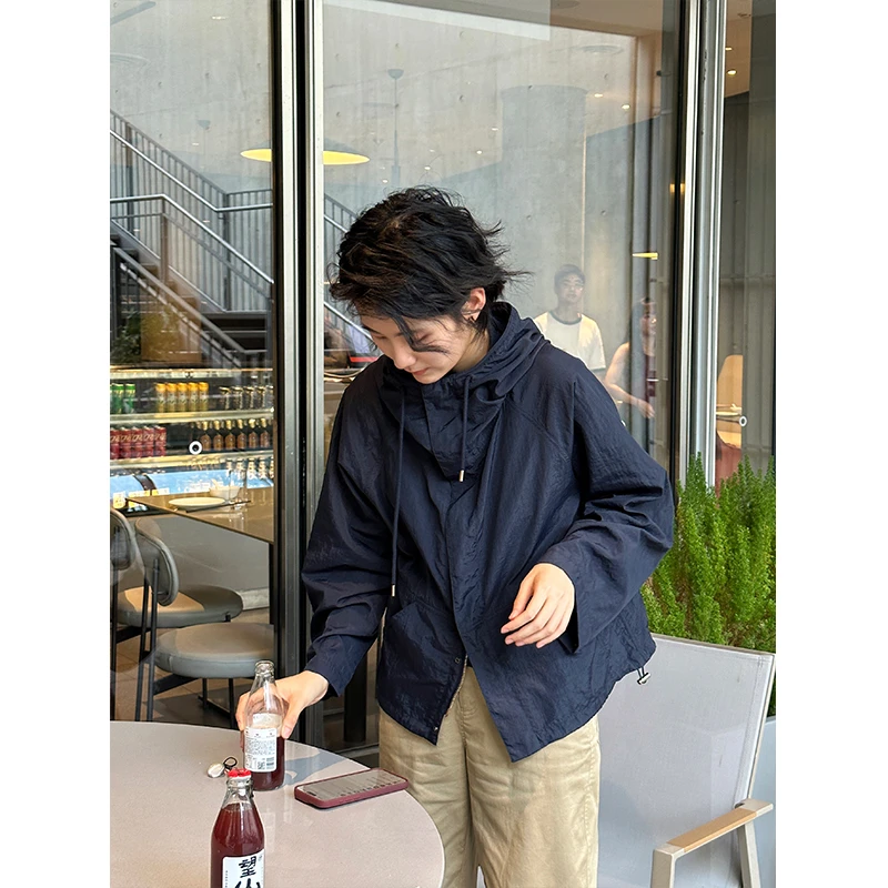 LANGQING 连帽夹克小个子薄款休闲开衫运动休闲外套42448#
