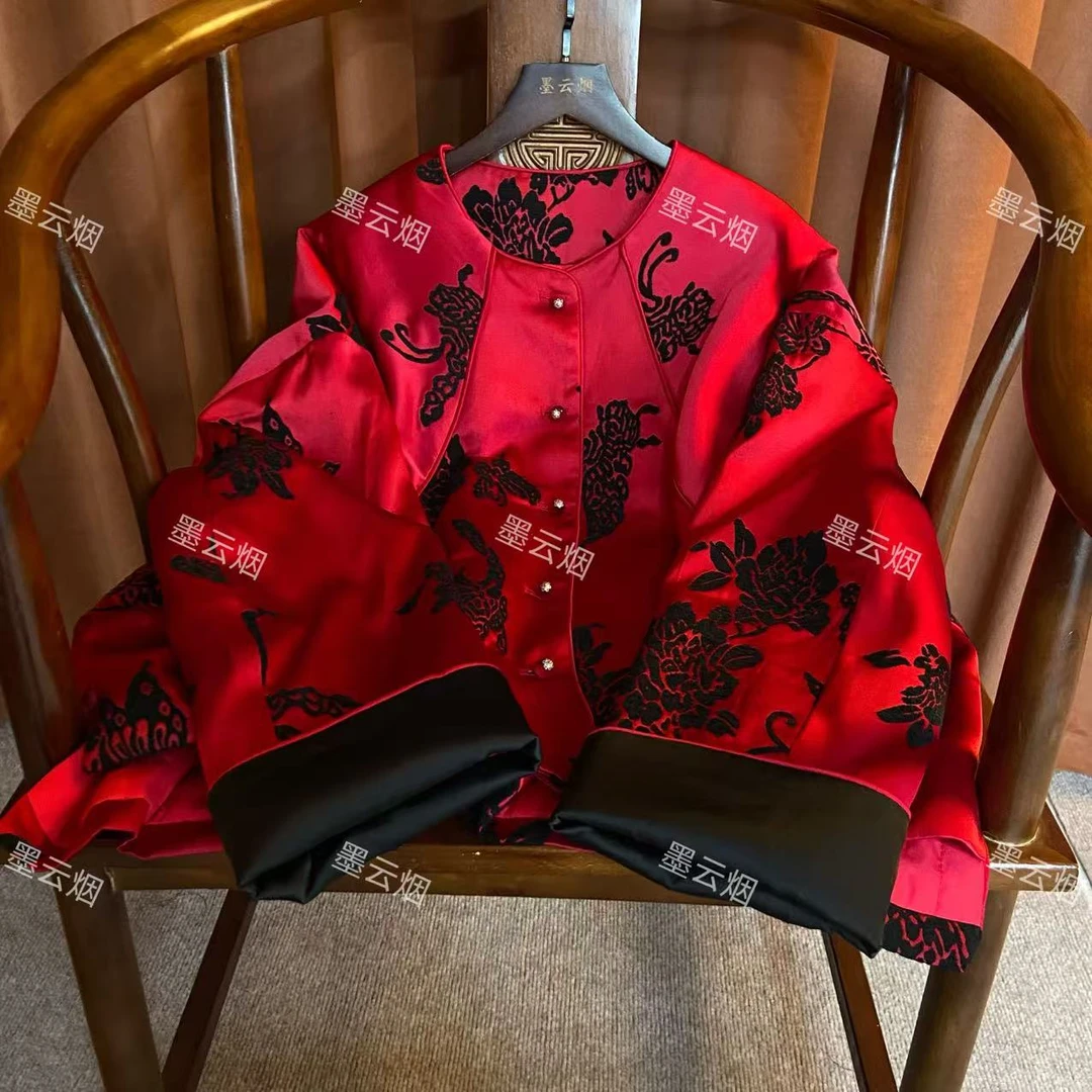 【蝶花】新中式国风加棉加厚重工秋冬网红款女装