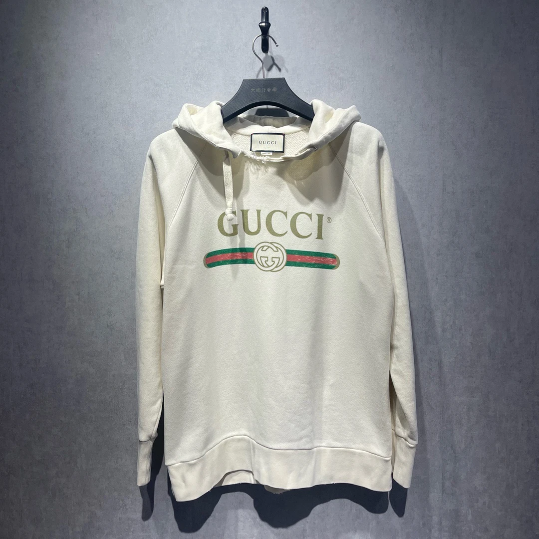 95新 GUCCI/古驰 后背小狗刺绣图案连帽卫衣/M码/98新/DY213991