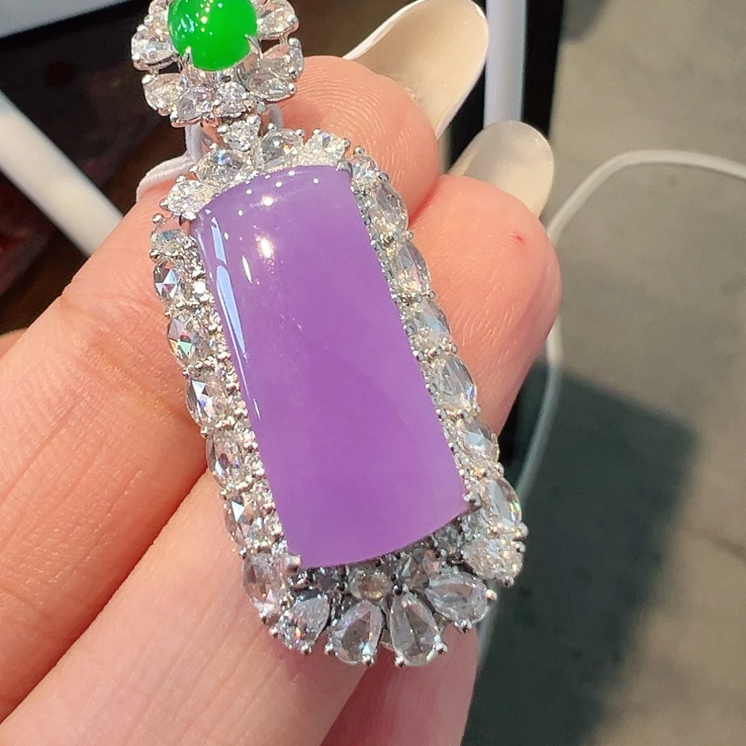 翡翠18K金镶嵌吊坠(不含链)翡翠