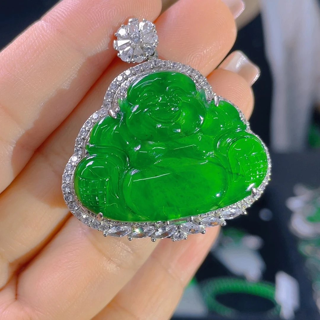 翡翠银S925镶嵌颈饰天然