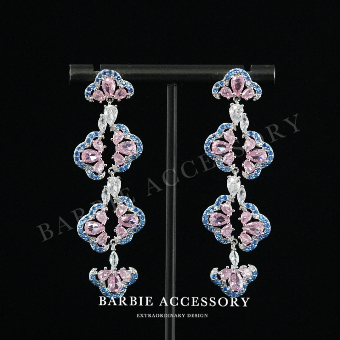 铜合金合成锆石耳饰 【花叶花香】法式既视设计款高级感绝美耳饰