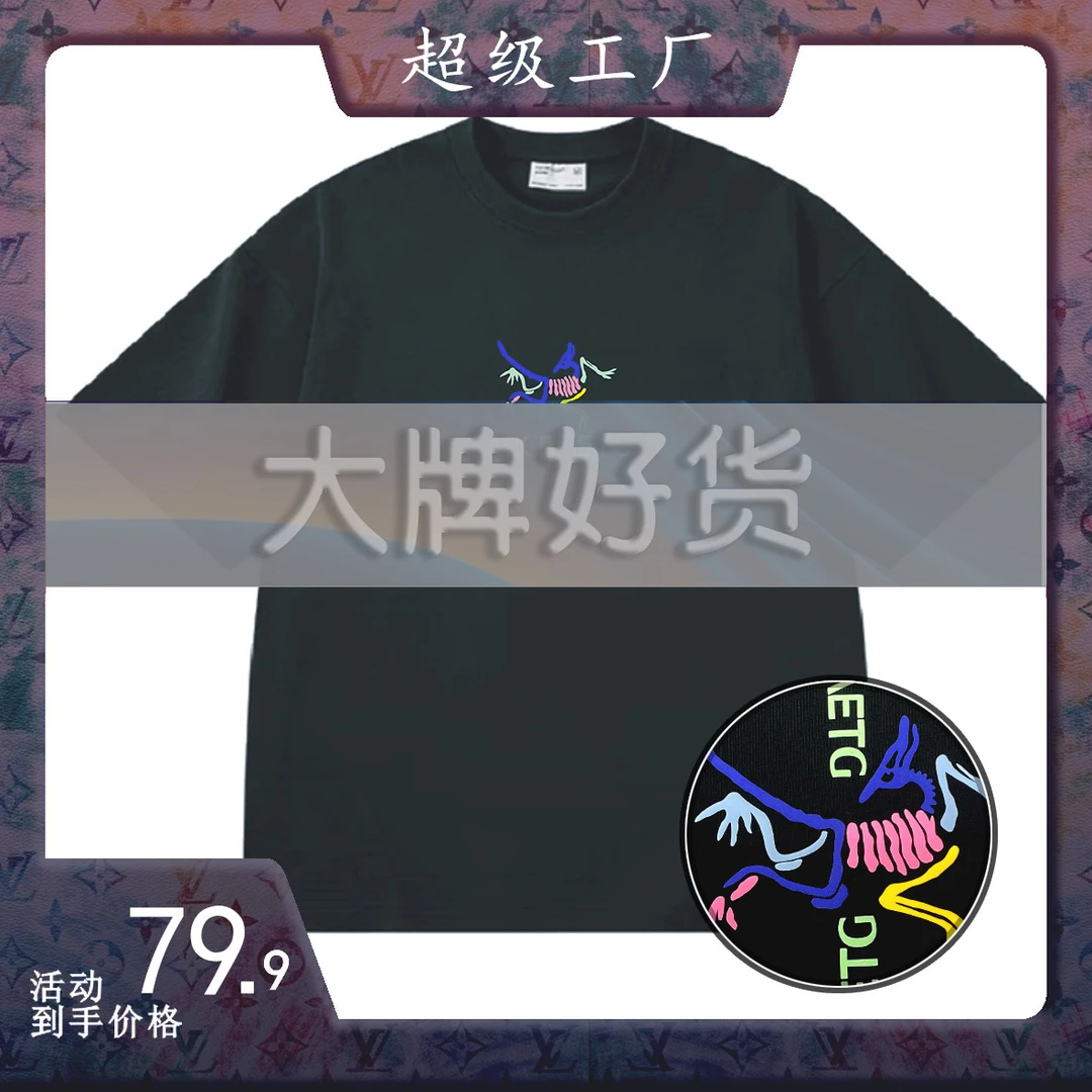 【22号链接】A多彩泡芙鸟化石-宽松T恤短袖-D896