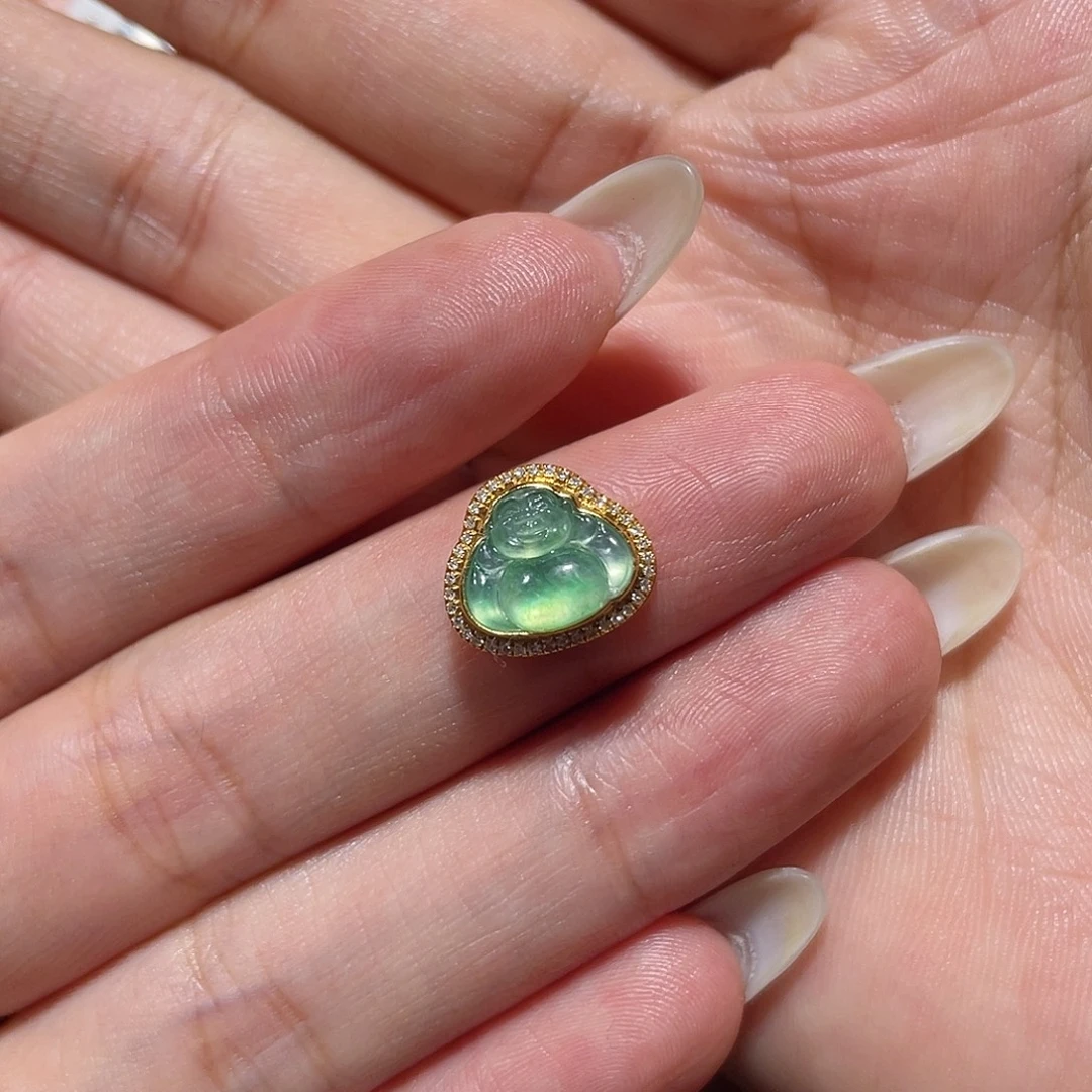 *****翡翠18K金镶嵌吊坠(不含链)