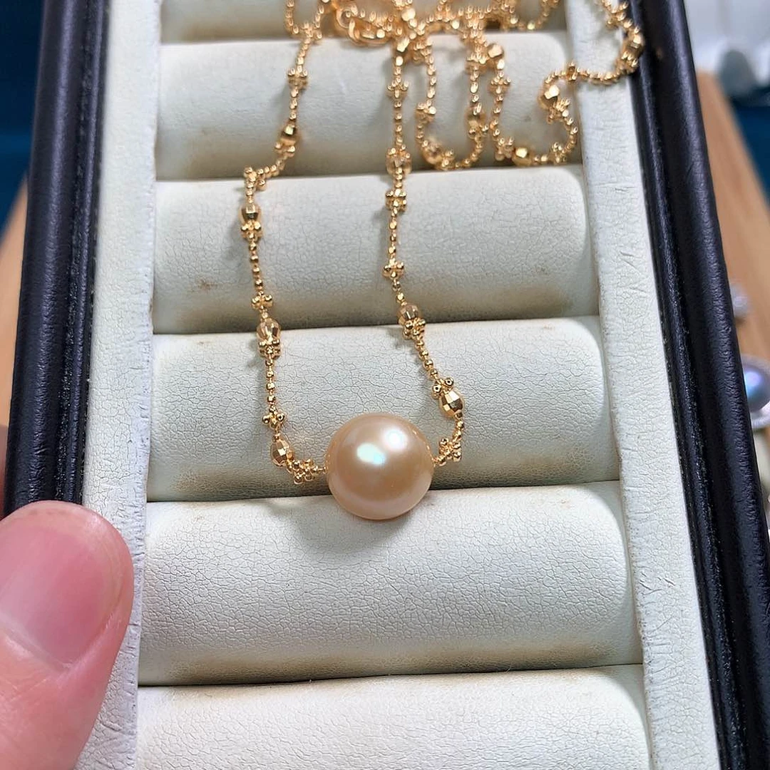 海水珍珠颈饰银S925镀金镶嵌桃****多