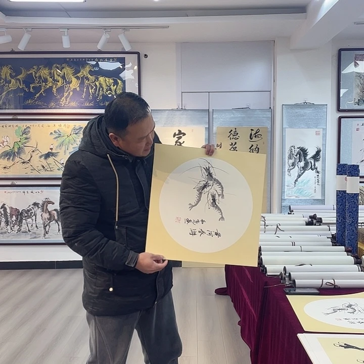 国画黄河春游手绘作品
