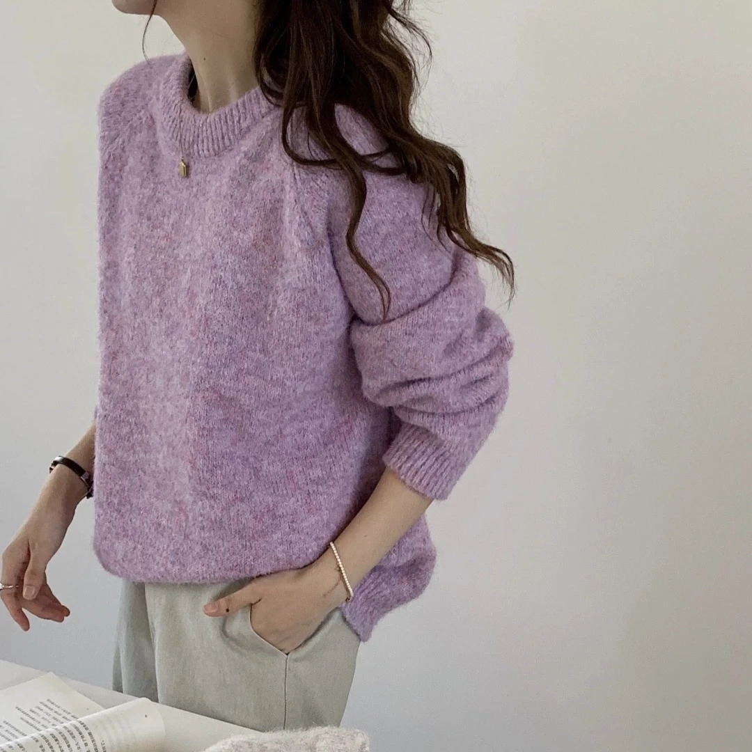 72【宝藏紫色】奶呼呼软糯花色百搭韩系毛衣