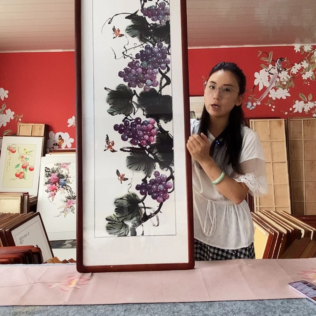 国画手写手绘带框包邮47✖️162国画作品