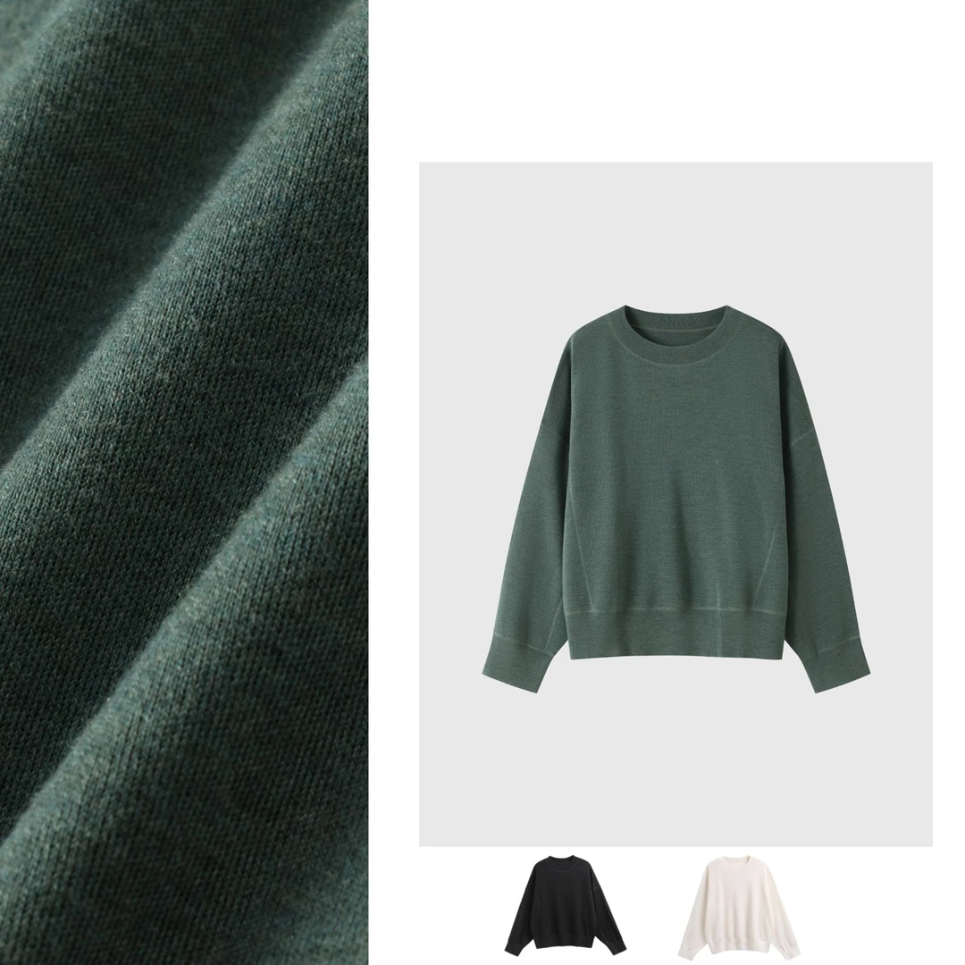 高克重冚骨 德国扬子纱 羊毛极简风套头长袖百搭R4035