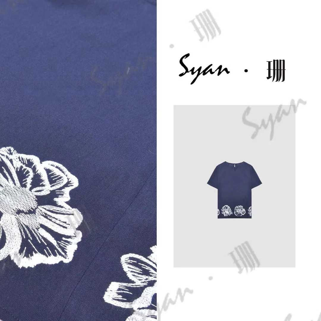 Syan【瑶池仙子】新款清凉透气刺绣轻奢高级女装潮流百搭休闲T恤