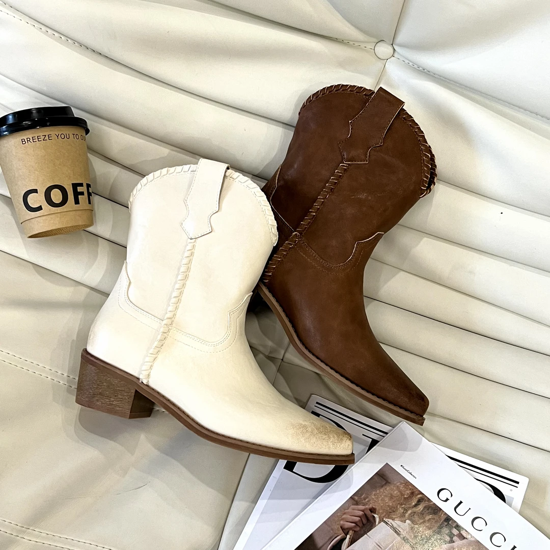 小小苏尖尖靴女士中筒西部牛仔风辣妹风高质感穿搭国风;ECX55453