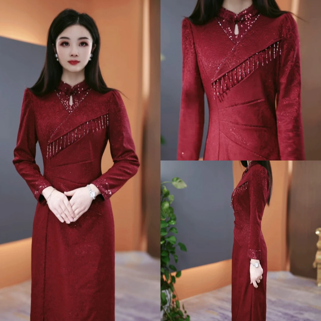 冬季加绒加厚连衣裙2025冬季气质韩版显瘦百搭收腰裙子YX25K3927