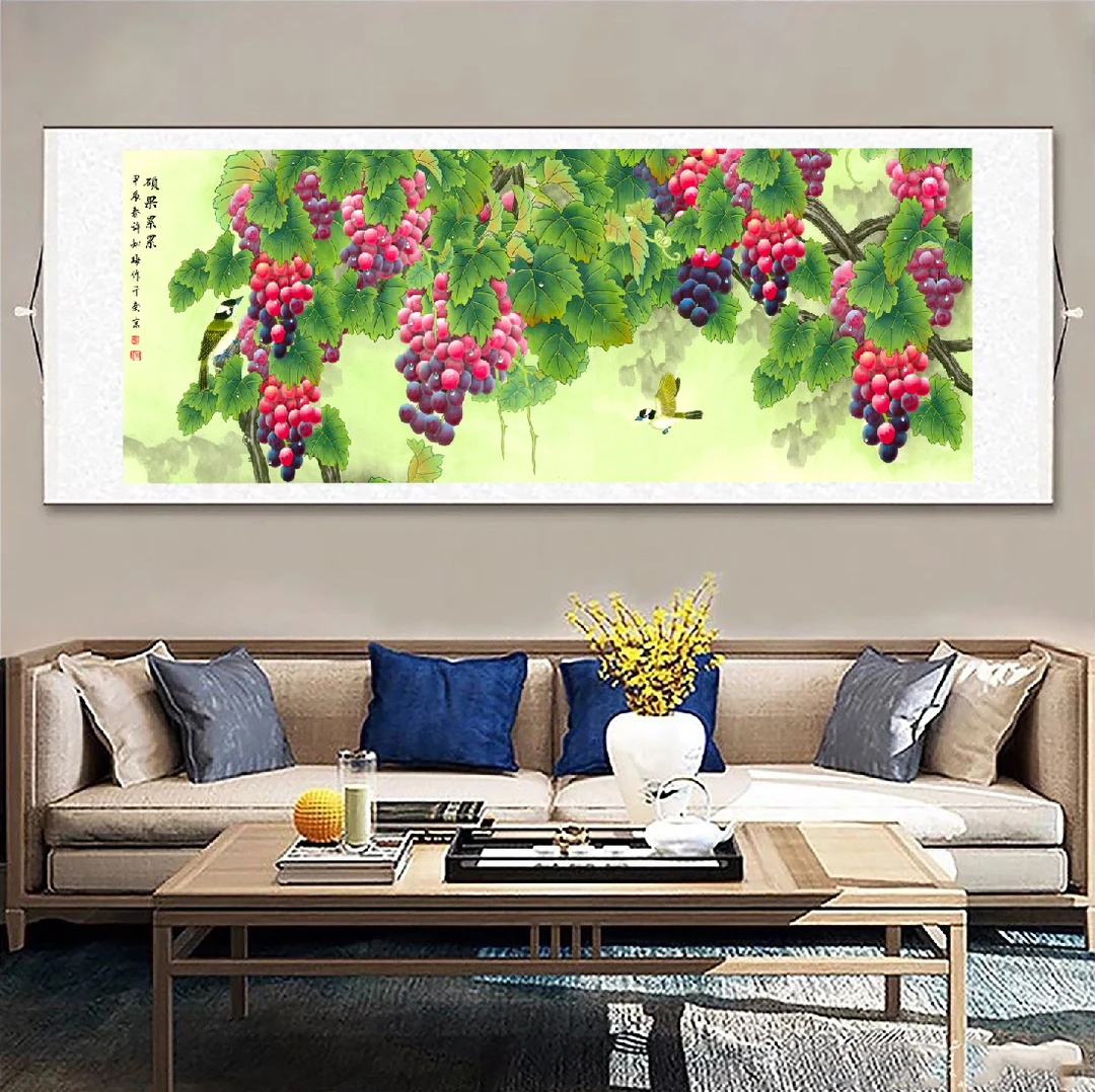 【现代高清微喷装饰画】横硕果累累葡萄（宽1.8，高62）