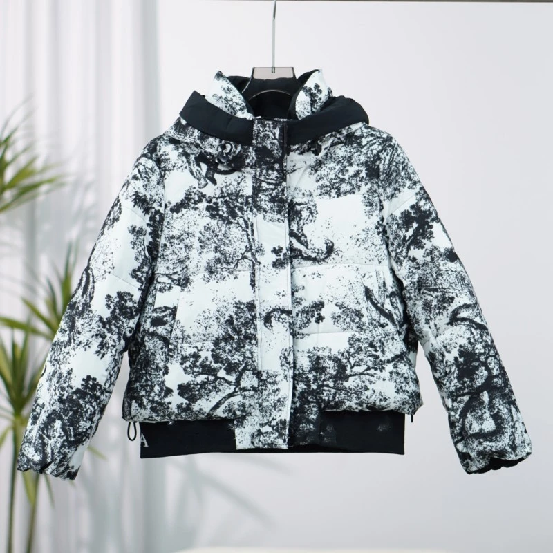 朗S系列  F125  女装时尚秋冬保暖厚款羽绒服黑花80523Y163