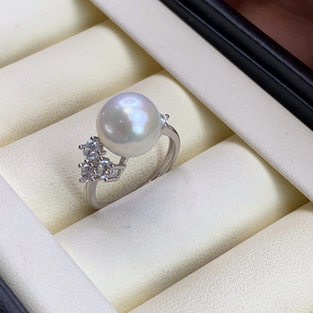 W***༽银S925镶嵌戒指淡水珍珠特价微瑕