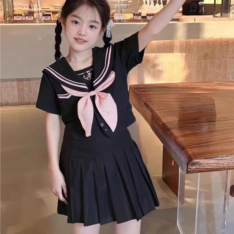 女童jk制服童装夏装套装裙子校园风卡哇伊泳衣女大童12-18岁