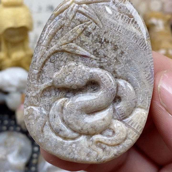 颈饰未镶嵌硅化珊瑚（珊瑚玉）