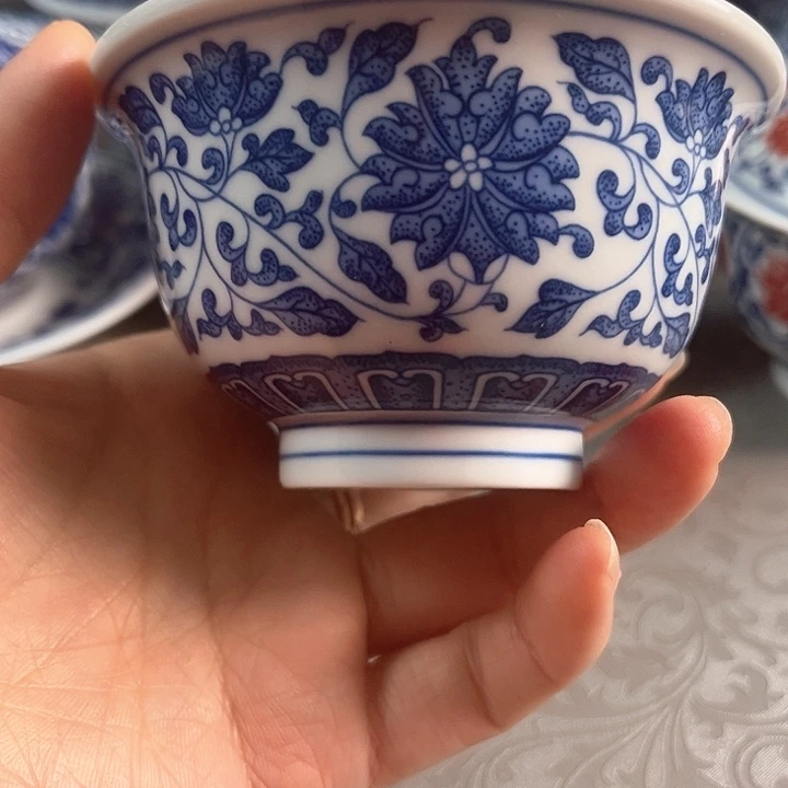 缠枝缠大号压手杯釉手杯