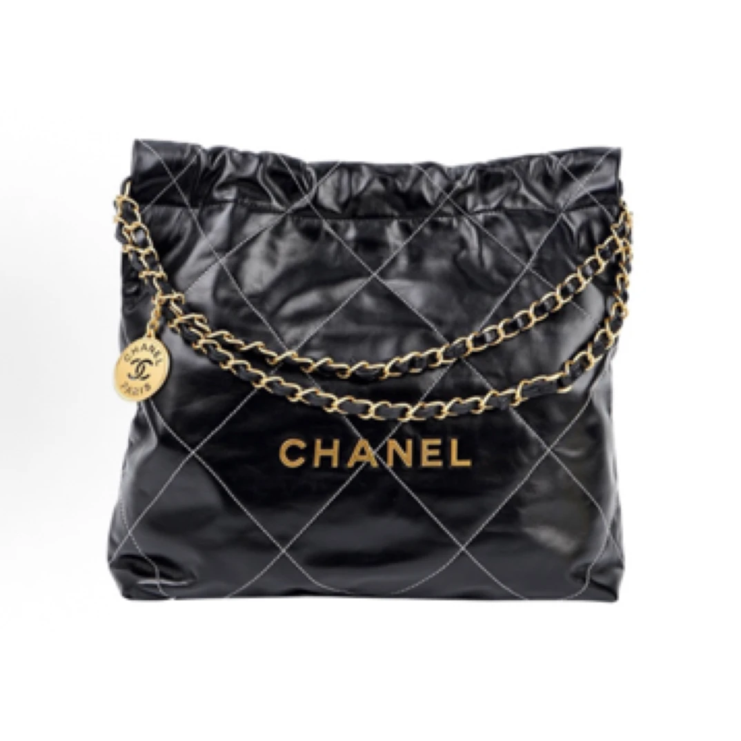 全新未使用 Chanel/香奈儿 Chanel香奈儿22bag小号黑金白色外缝线