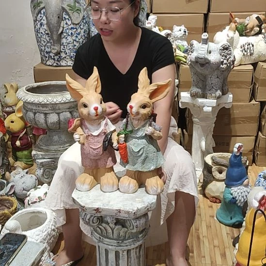 合成树脂树脂胡萝卜兔一对