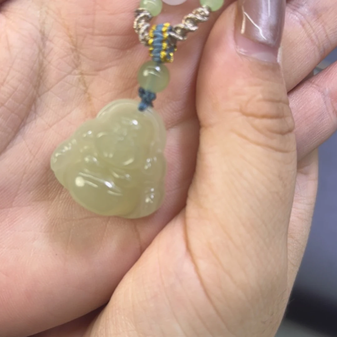 天然和田玉青海料晴水25mm佛公吊坠精美百搭（多样性发其一）