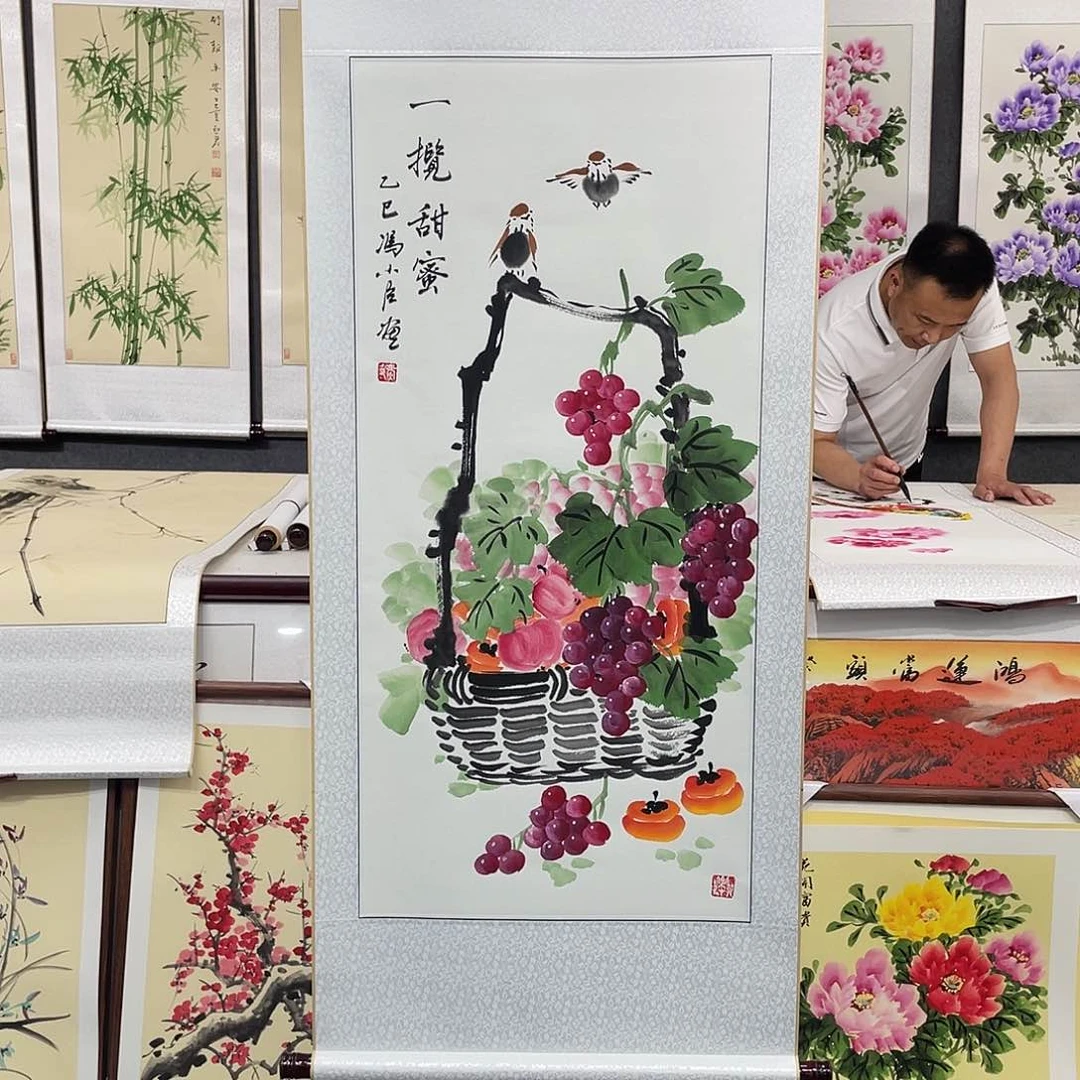 国画手绘手写作品