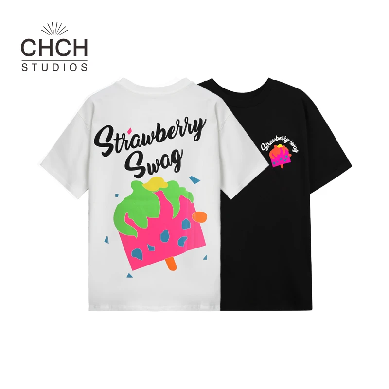 JY4TXC54042夏季新款小众设计感宽松圆领个性冰淇淋字母印花T恤女