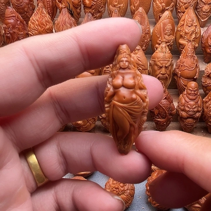 橄榄核吊坠19麒麟美女