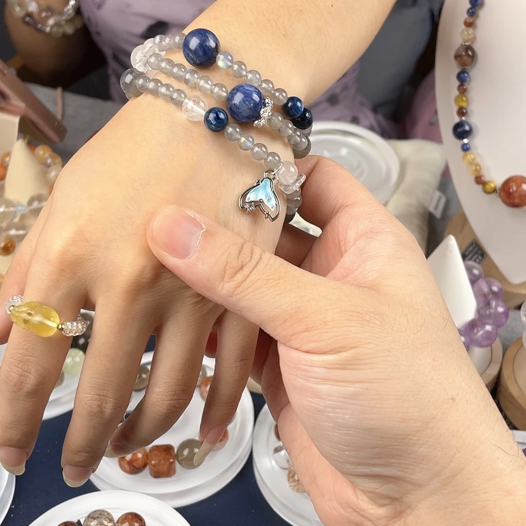 银S925镶嵌手链烟晶