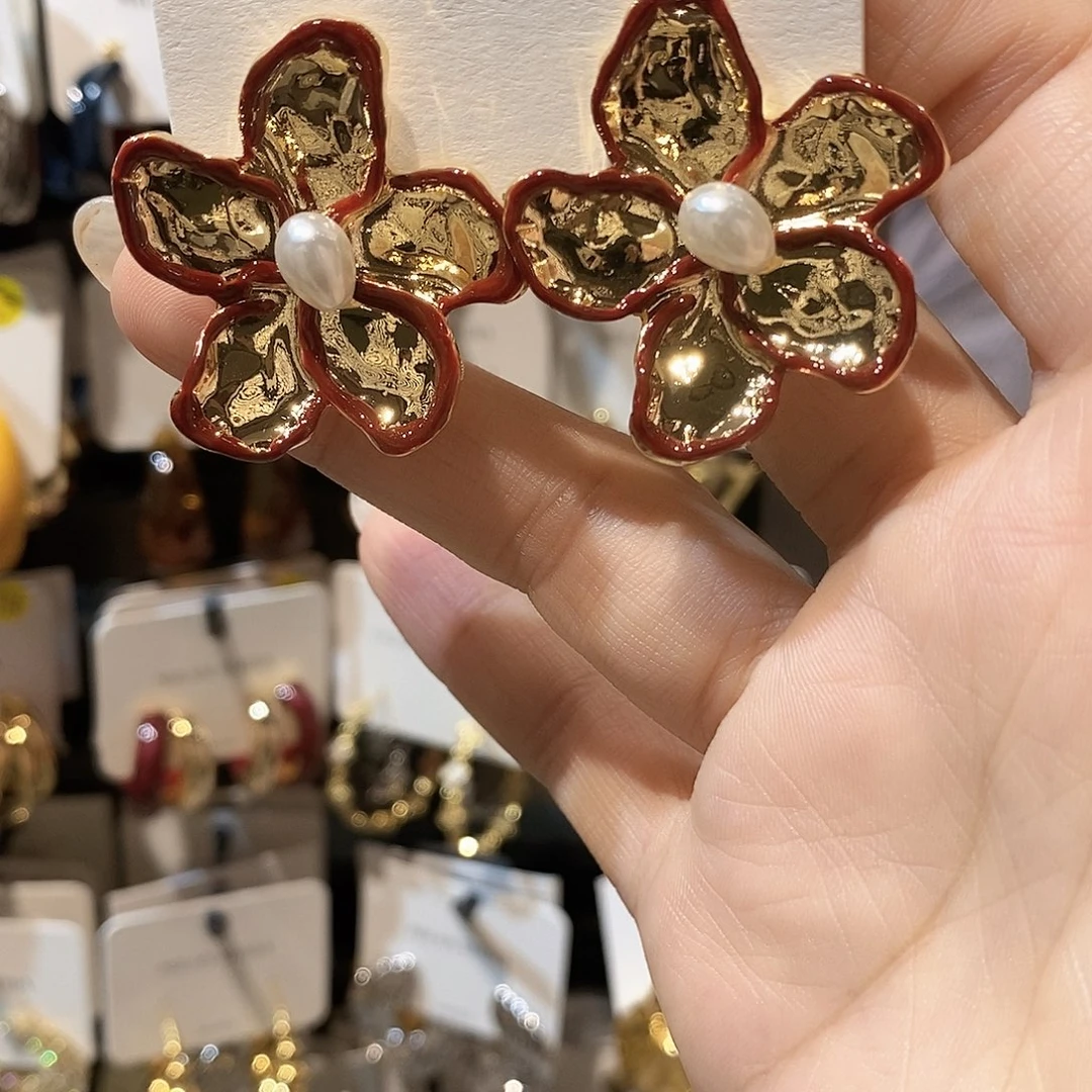 铜合金925银贝珠（仿珍珠）红色花
