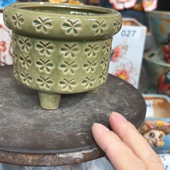 紫砂花盆粗陶材质陶瓷多肉花盆发货两个