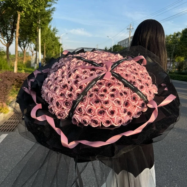 七夕情人节香皂永生花玫瑰199朵超大花束成品顺丰包邮送花到家