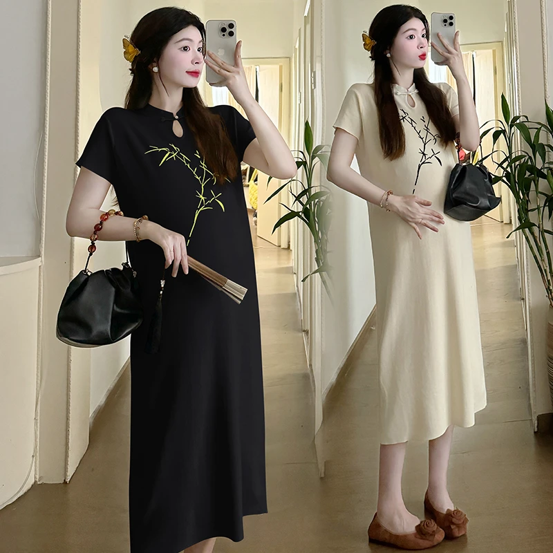 孕妇装夏装女2025新款爆款长款连衣裙洋气新中式子夏季薄款裙子