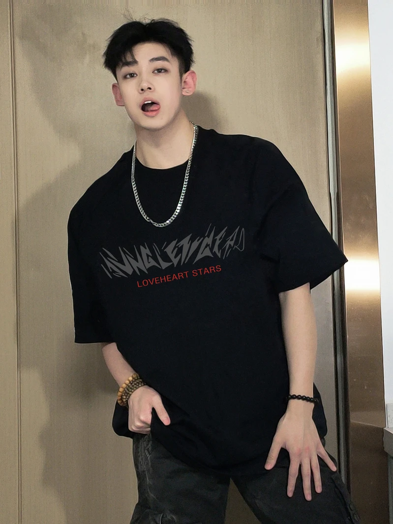 特大码300斤男女宽松重磅夏季纯棉oversize潮美式印花短袖t恤上衣