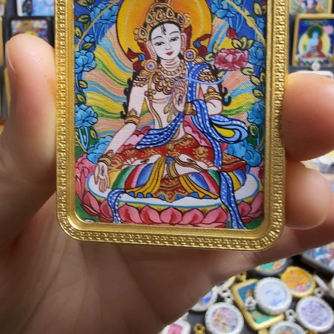 乔***轩吊坠十三纯手绘4.5白妈妈唐卡