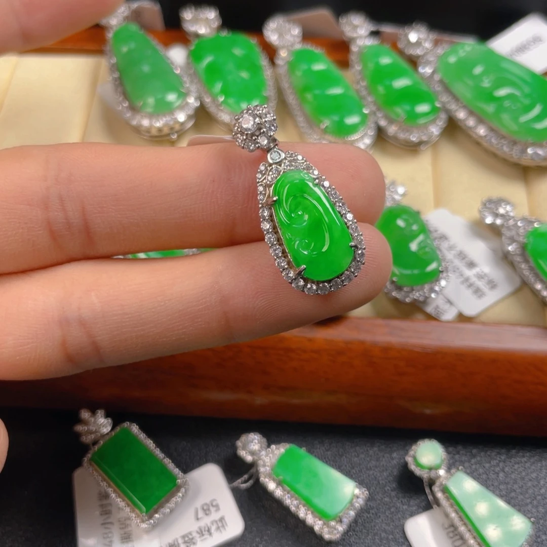 翡翠银S925镶嵌吊坠(不含链)