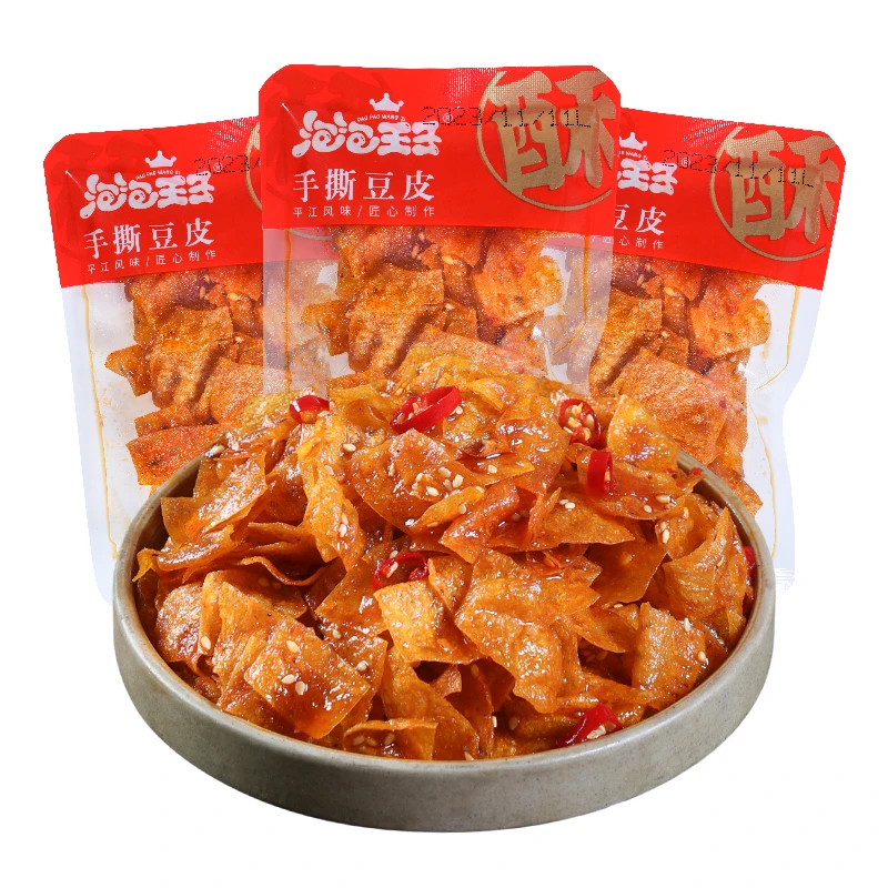 优选泡泡王子酥脆豆皮波浪手撕豆片香辣味辣条片豆腐皮豆干小食品