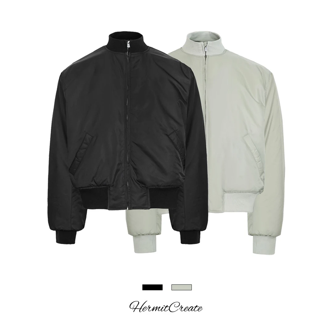 HermitCreate力量感 立领BomberCleanfit秋冬加厚飞行夹克MA1百搭