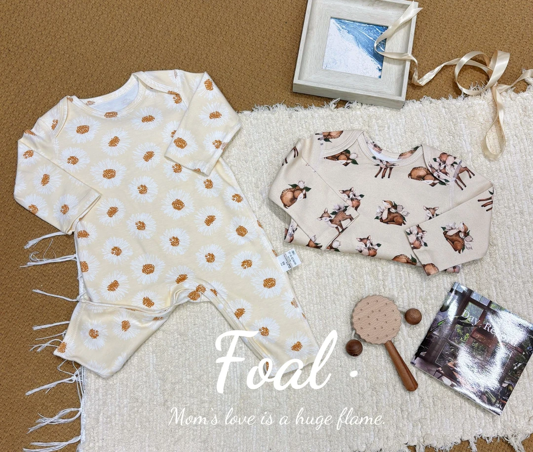 Foal【优雅鹿&蒲公英】宝宝莫代尔柔软亲肤薄棉长袖连体衣长爬服