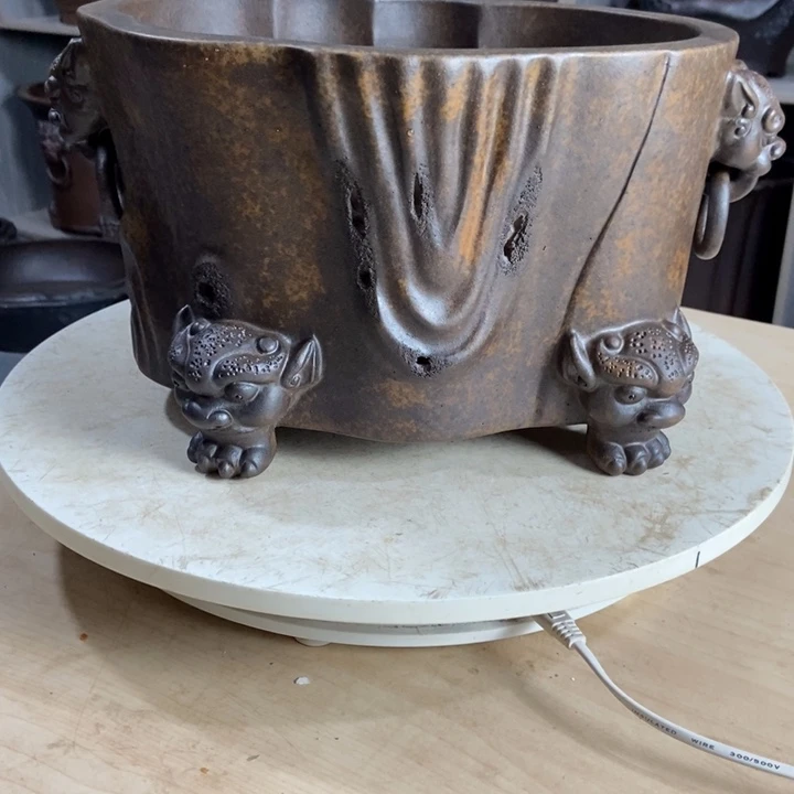 清***江杨冬益紫砂花盆5789