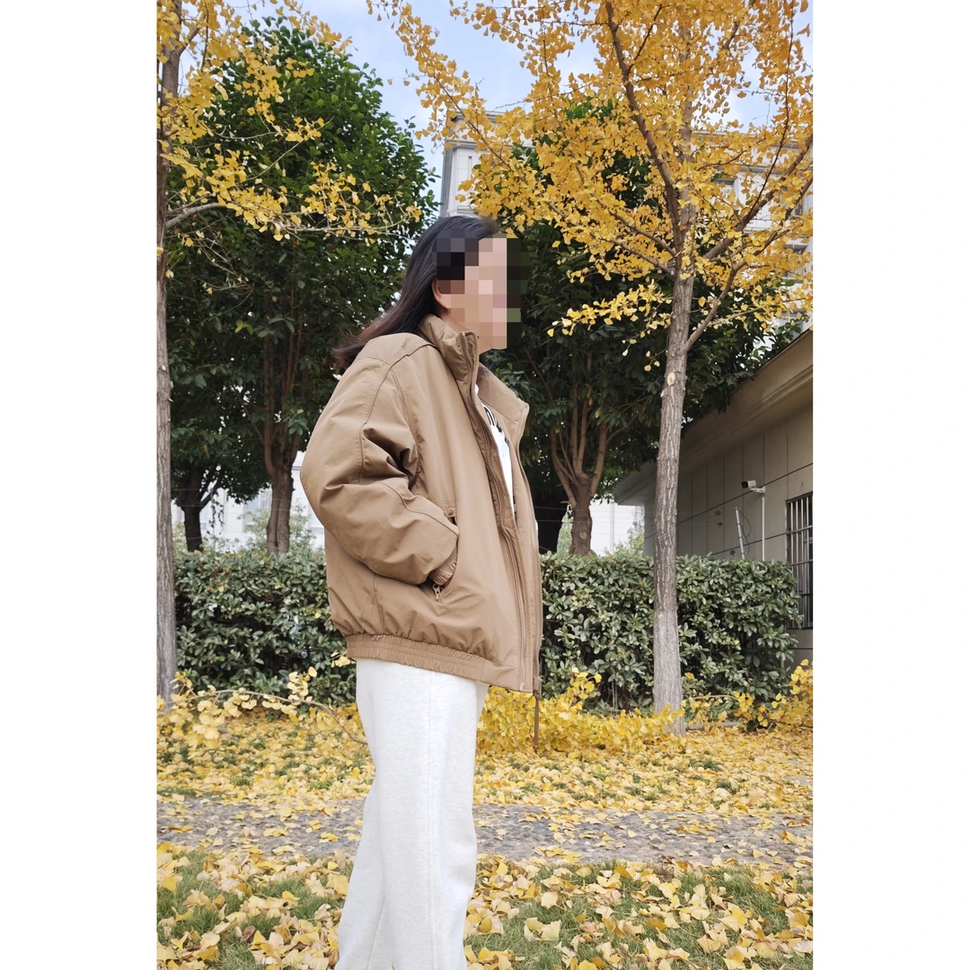 高级感痞帅卡其色短款飞行夹克羽绒服男冬季潮牌加厚保暖工装外套