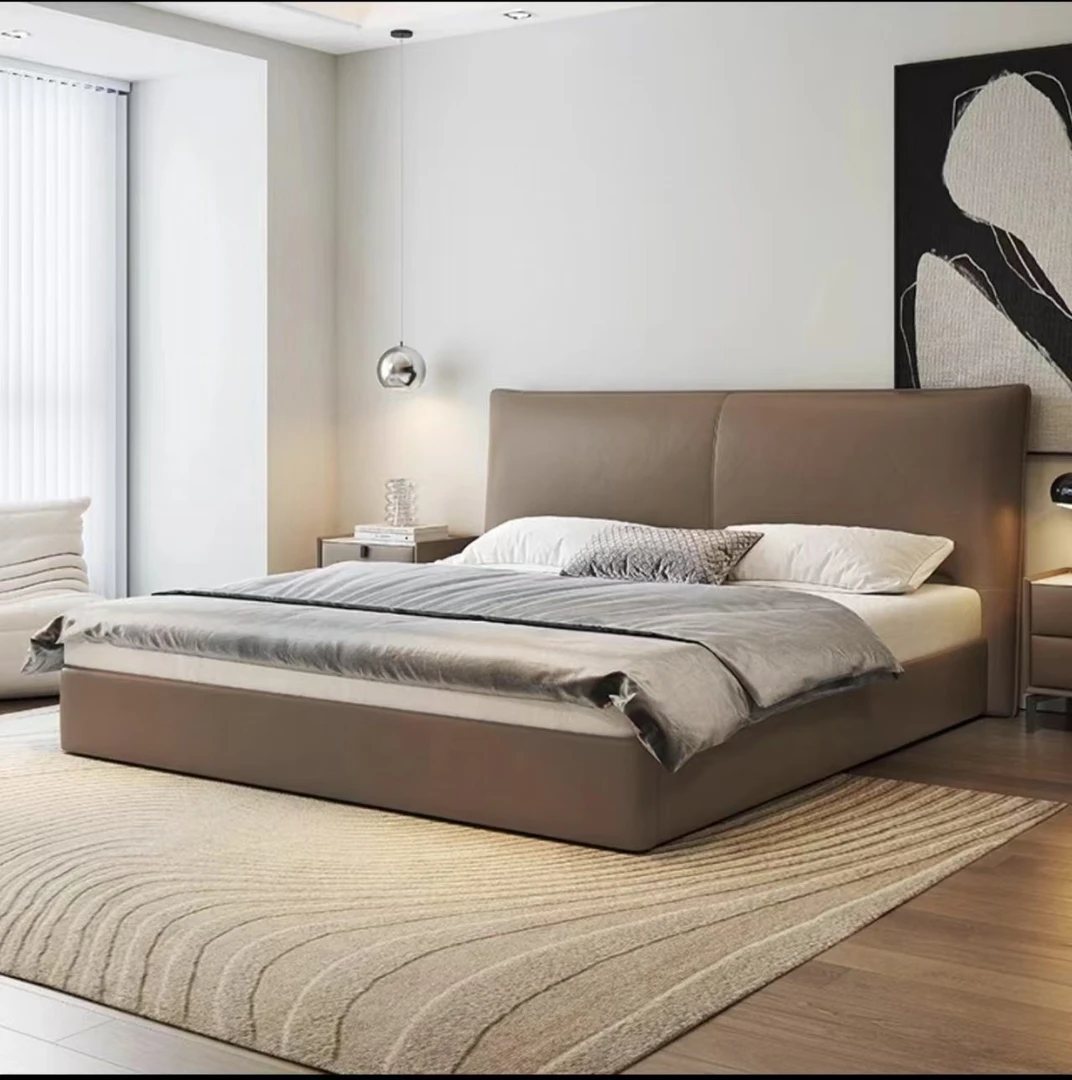 【奶油豆腐块】摩卡色小户型意式轻奢简约儿童双人1.8主卧床-CT-B16