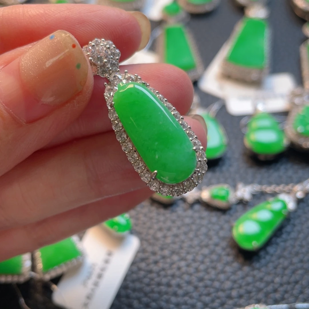 翡翠银S925镶嵌吊坠(不含链)