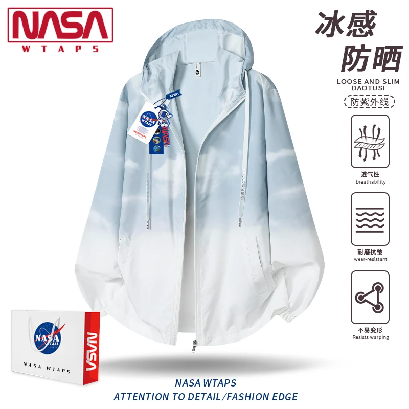 NASA WTAPS渐变冰丝防晒服男女款夏季新款宽松连帽透气薄款防晒衣