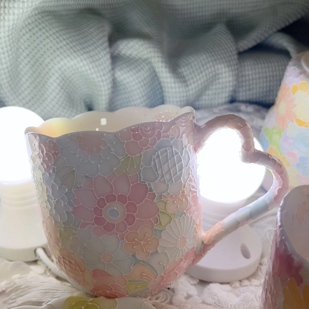 陶瓷爱心把手杯透光款